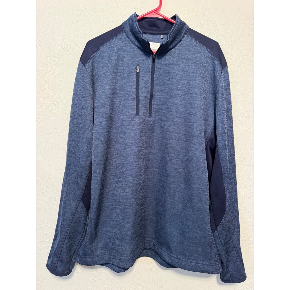 Callaway Weather Series Mens XL Blue Heathered Quarter Zip Golf Pullover Sweater